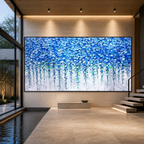 BLUE WISTERIA: Cascading Blue Wisteria Impasto Romantic Canvas