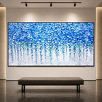 BLUE WISTERIA: Cascading Blue Wisteria Impasto Romantic Canvas