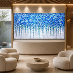 BLUE WISTERIA: Cascading Blue Wisteria Impasto Romantic Canvas