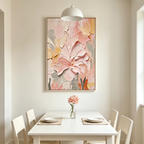 BLUSHING BLOOMS: Textured Impasto Pink Peach Cream Flowers Canvas