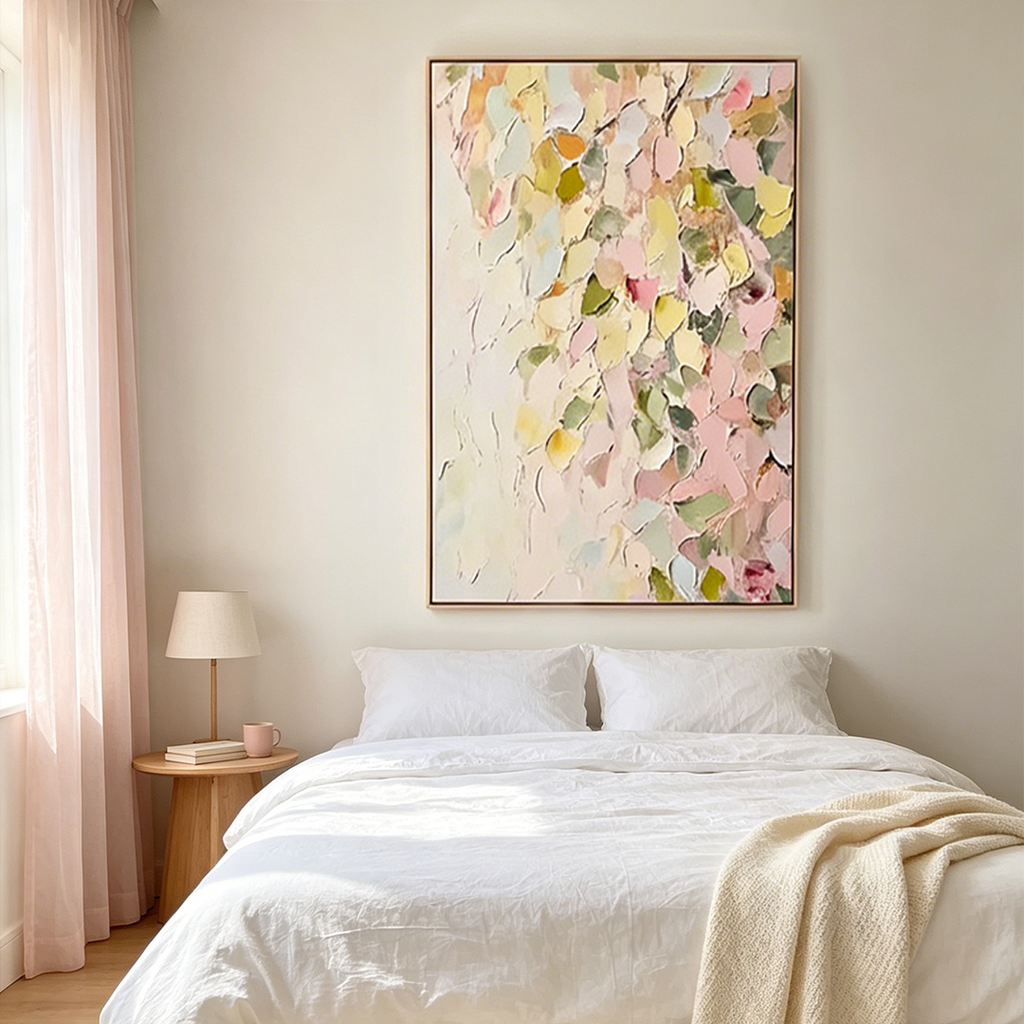 BLUSHING BLOOMS: Textured Abstract Pastel Dreamy Floral Canvas