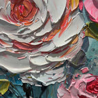 Blushing Bouquet: Textured Floral Impasto Oil Painting Canvas Wall Art
