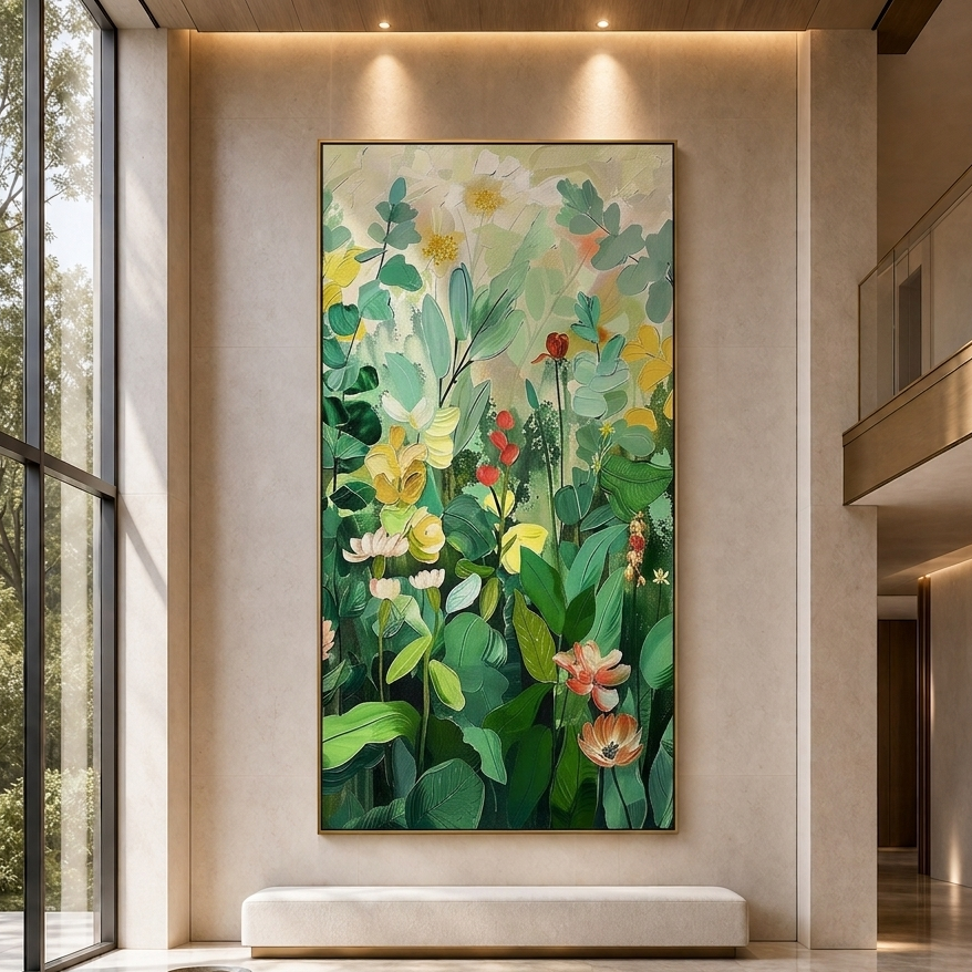 BOTANICAL GARDEN: Lush Green Yellow Foliage Canvas