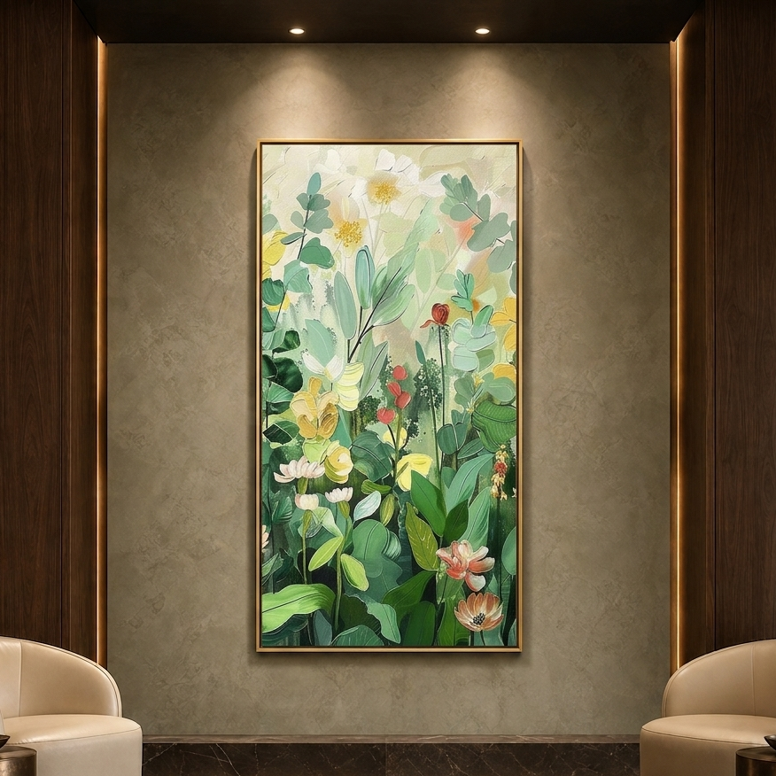 BOTANICAL GARDEN: Lush Green Yellow Foliage Canvas