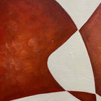 Brown abstract diptych wall art set of 2 vertical paintings with organic shapes in brown and off-white, gold frames