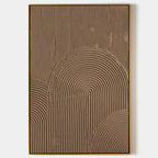 Brown Textured Arch painting by Javier Ramirez, textured abstract artwork with arched lines in a gold frame.
