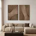 BROWN TEXTURE DUO: Rich Textured Warm Brown Tones Canvas  Set Of 2