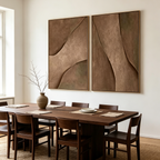 BROWN TEXTURE DUO: Rich Textured Warm Brown Tones Canvas  Set Of 2