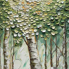 BIRCH SYMPHONY: 3D Coin-Like Canopy Birch Forest Textured Canvas