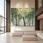 BIRCH SYMPHONY: 3D Coin-Like Canopy Birch Forest Textured Canvas