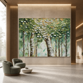 BIRCH SYMPHONY: 3D Coin-Like Canopy Birch Forest Textured Canvas