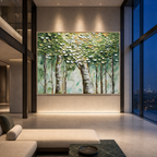BIRCH SYMPHONY: 3D Coin-Like Canopy Birch Forest Textured Canvas