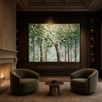 BIRCH SYMPHONY: 3D Coin-Like Canopy Birch Forest Textured Canvas