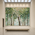 BIRCH SYMPHONY: 3D Coin-Like Canopy Birch Forest Textured Canvas