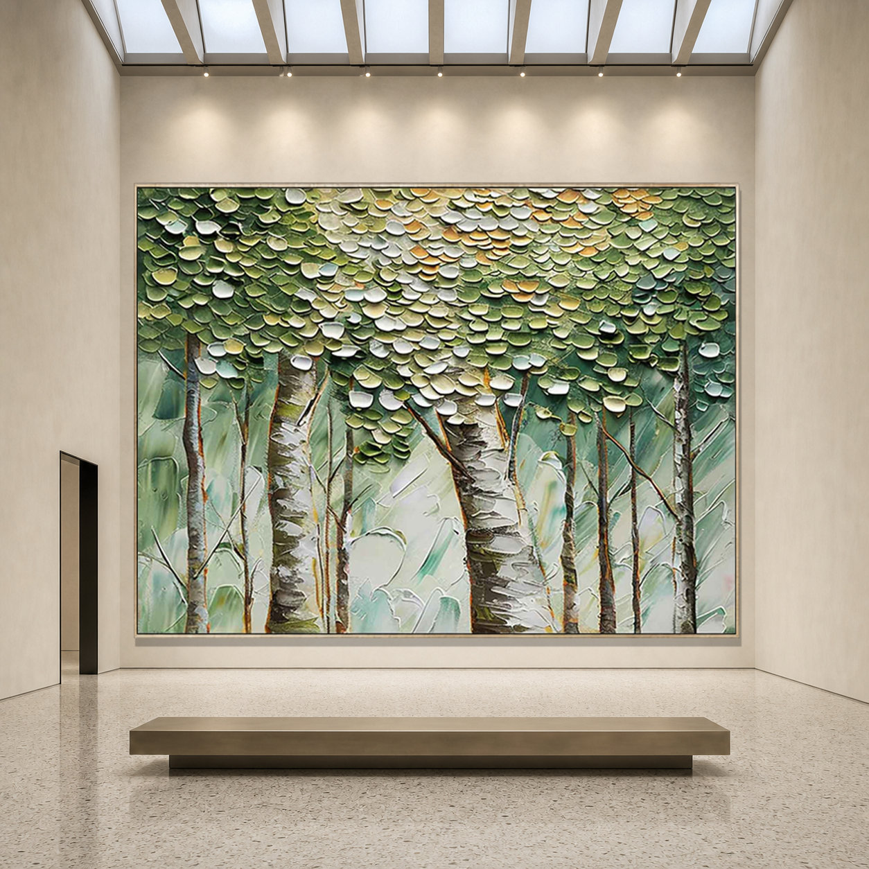 BIRCH SYMPHONY: 3D Coin-Like Canopy Birch Forest Textured Canvas
