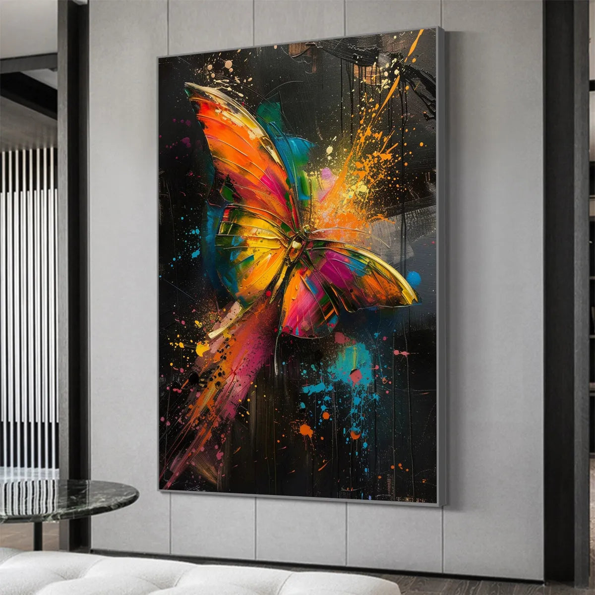 BUTTERFLY NEBULA: Colorful Abstract Butterfly And Splash Canvas