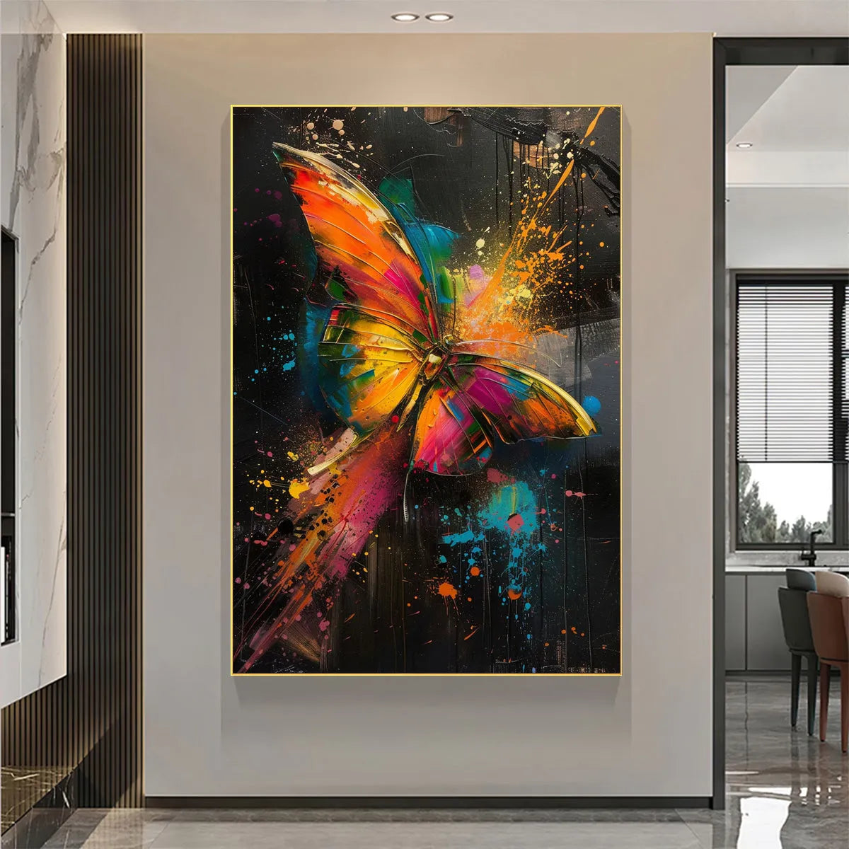 BUTTERFLY NEBULA: Colorful Abstract Butterfly And Splash Canvas