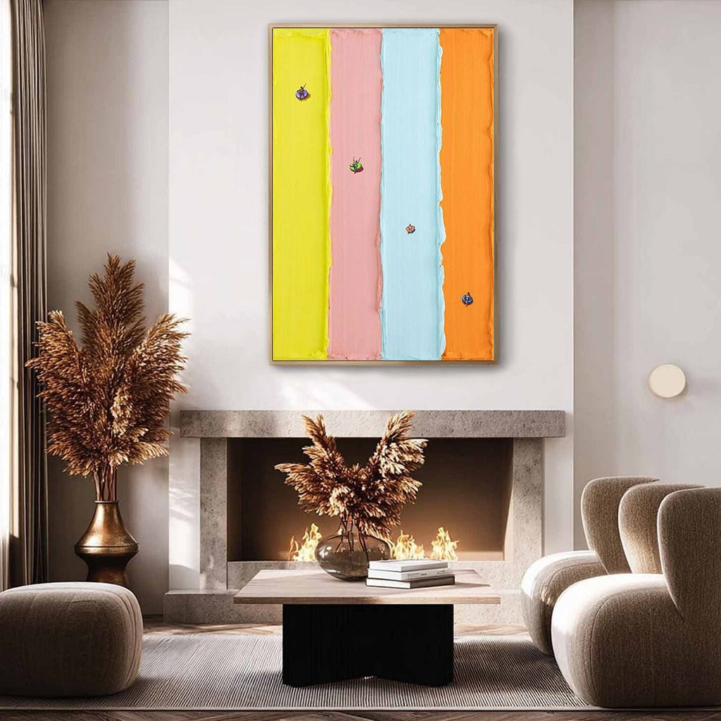 Candy Stripe Serenade minimalist pastel textured abstract oil painting