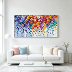 CASCADING COLOR: Impasto Colorful Cascading Leaves Canvas