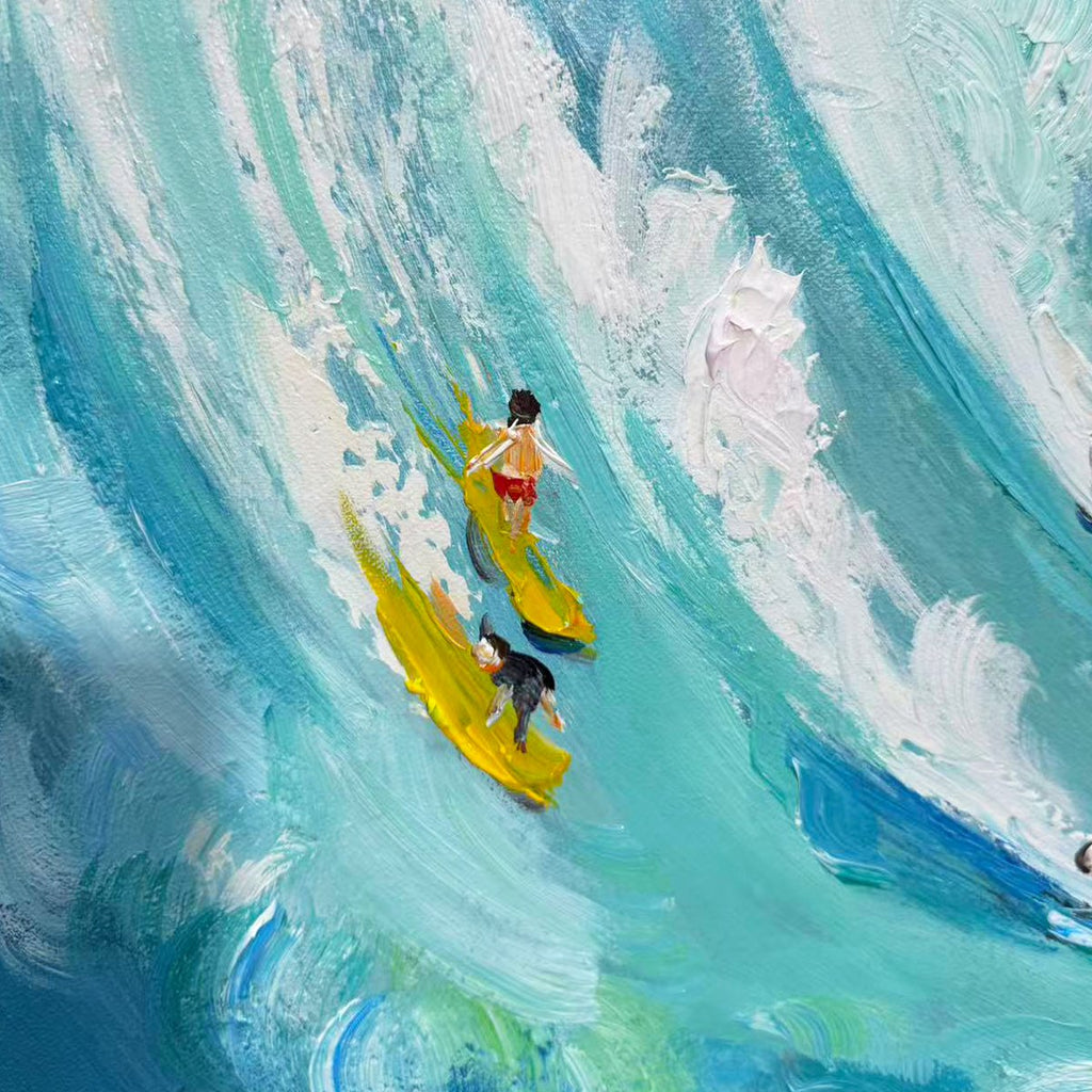 Ready to Ship ｜Catching the Wave: Vertical Surfer Ocean Painting