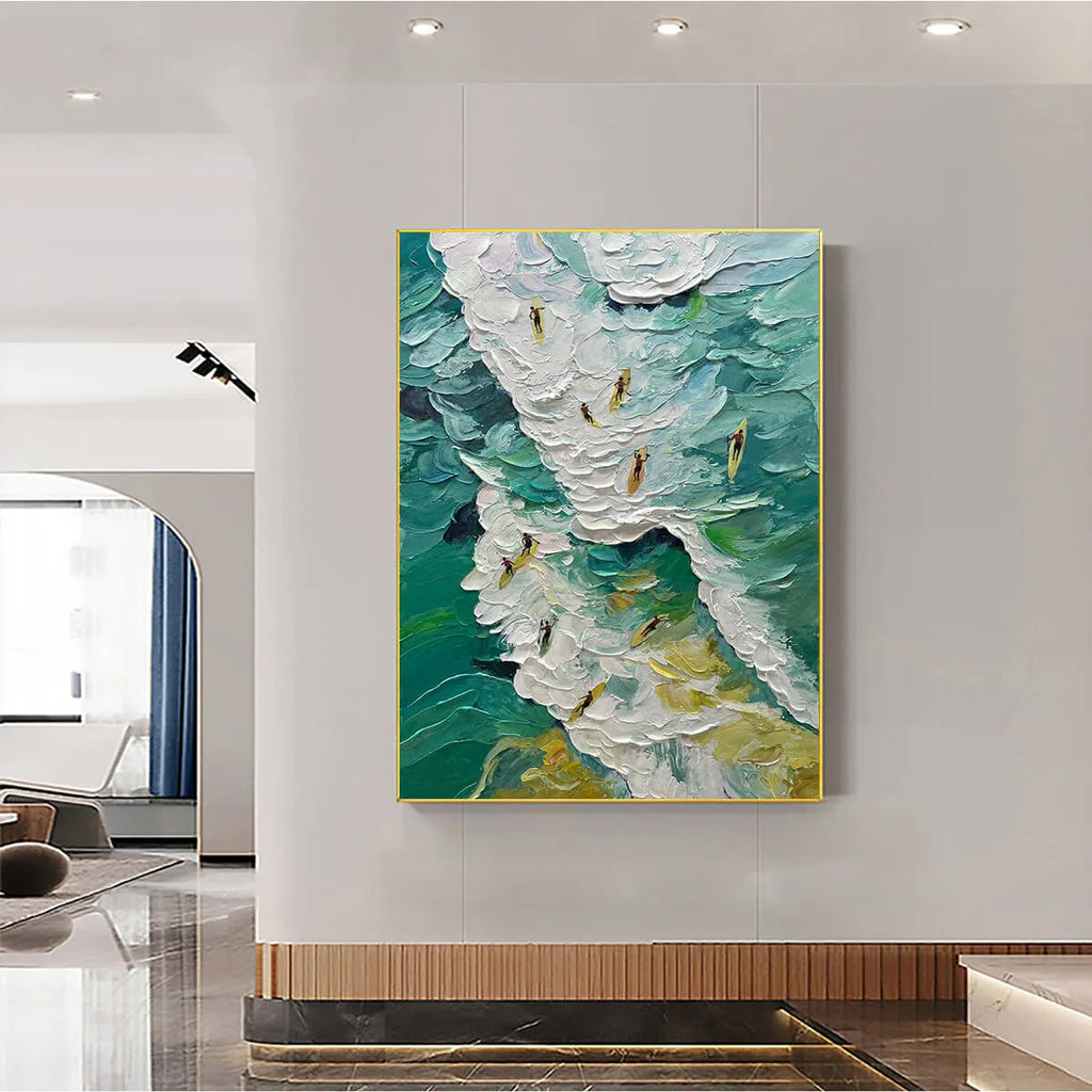 Catching the Wave: Textured Ocean Surf Wall Art Coastal Energy Decor