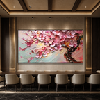 CHERRY BLOSSOM DREAM: Soft Pink Cherry Blossoms Impasto Canvas