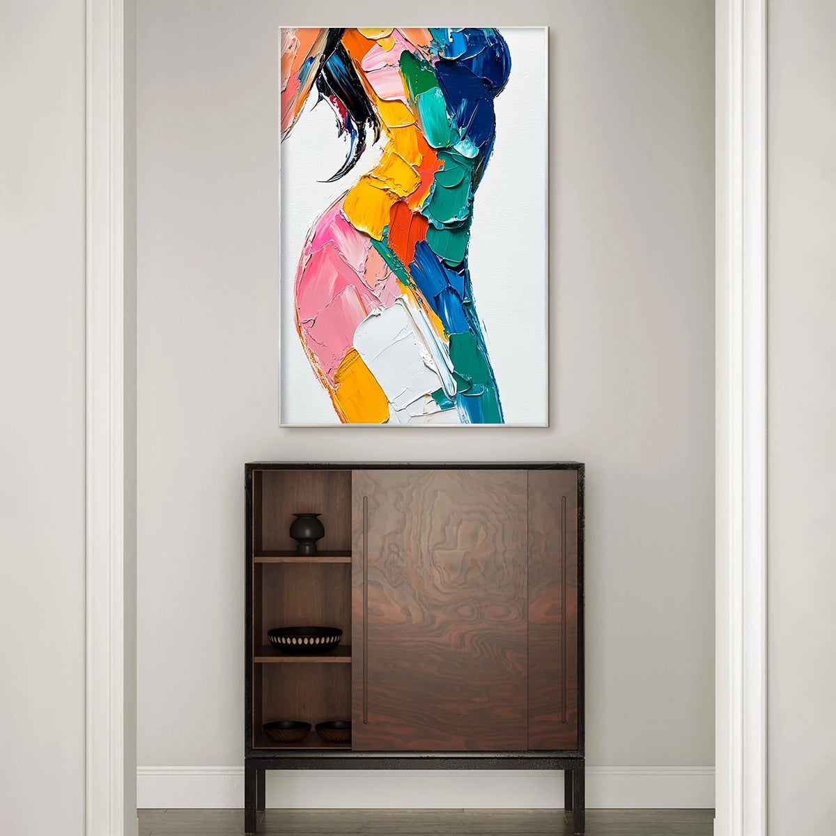 CHROMATIC FIGURE: Impasto Abstract Figure Wall Art Textured Canvas