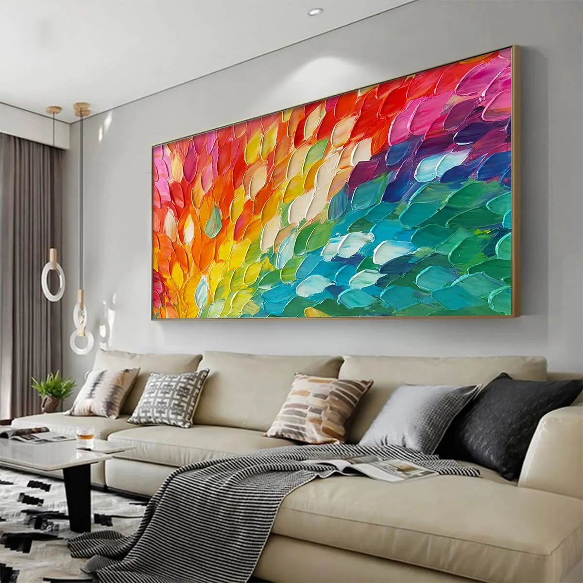 CHROMA WAVE: Rainbow Abstract Wall Art Colorful Textured Canvas