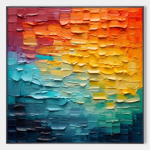 Original Textured Abstract Impasto Oil Painting - Colorful Modern Wall Art