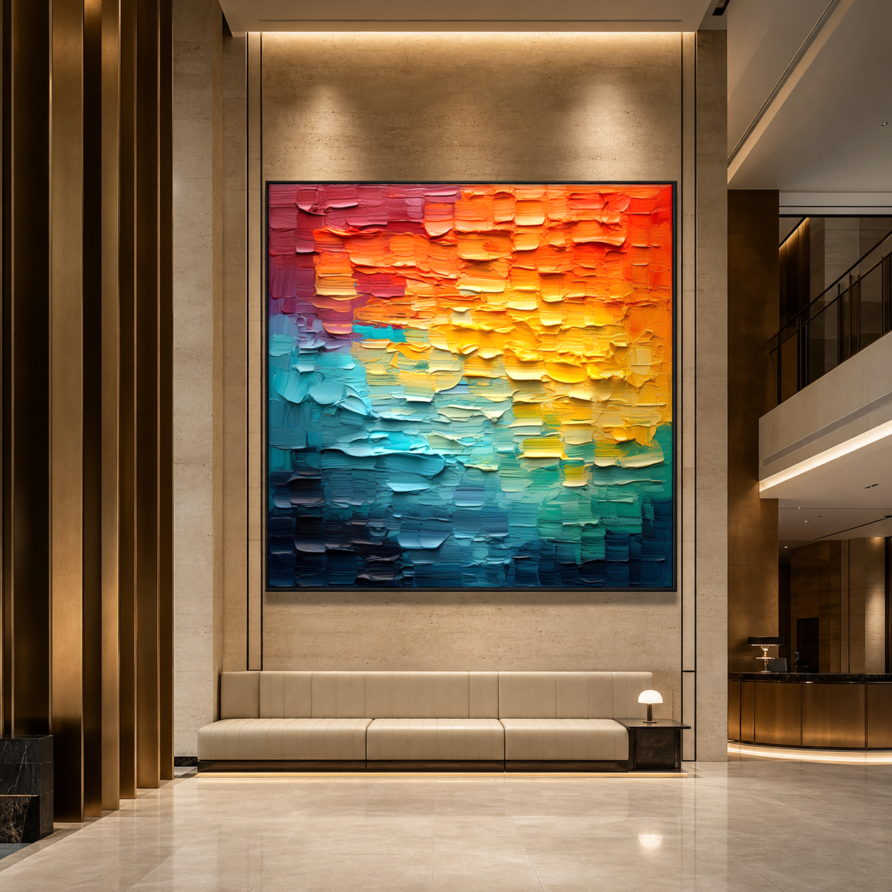 CHROMA FLOW: Colorful Impasto Gradient Layered Texture Abstract Canvas