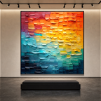 CHROMA FLOW: Colorful Impasto Gradient Layered Texture Abstract Canvas