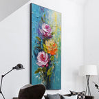 CHROMA ROSES: Textured Impasto Colorful Roses Canvas