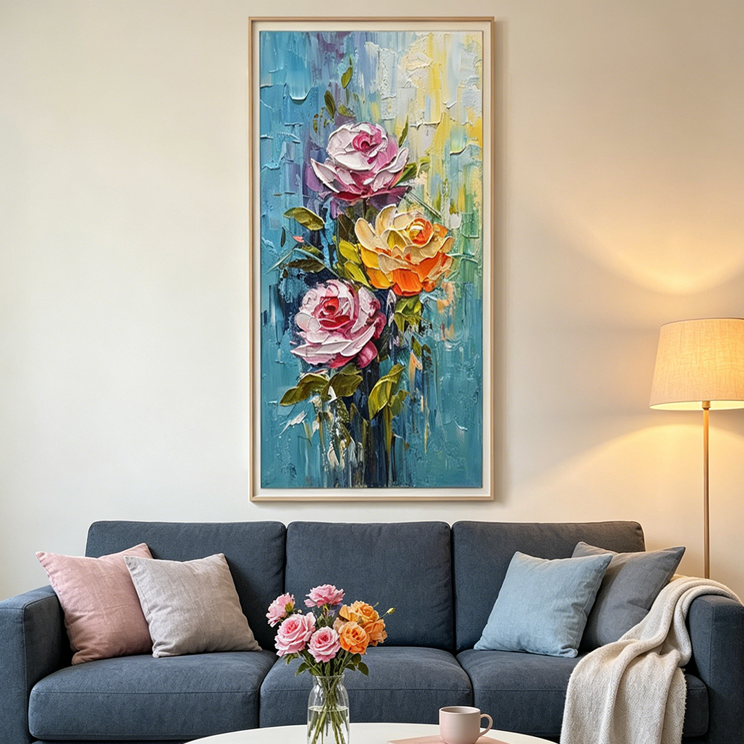 CHROMA ROSES: Textured Impasto Colorful Roses Canvas