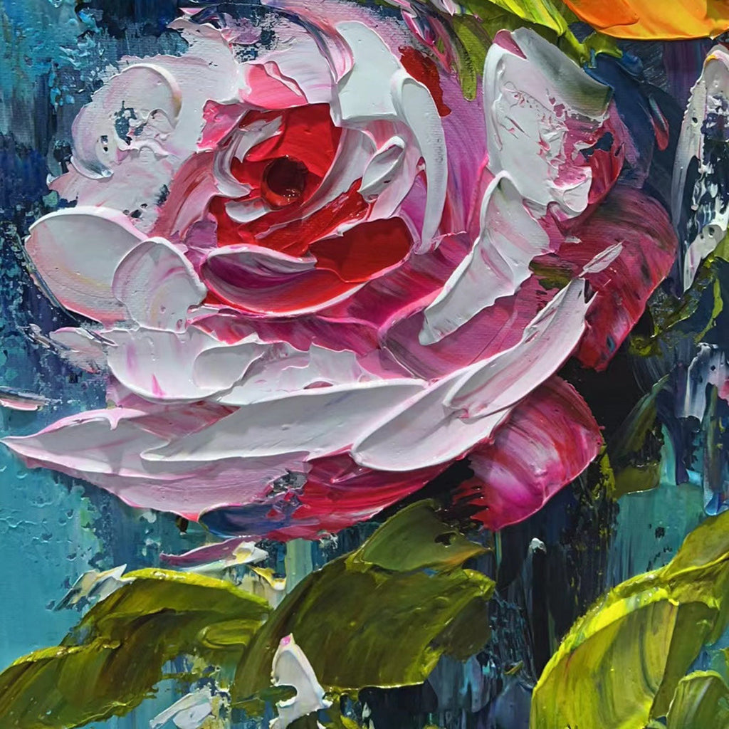 CHROMA ROSES: Textured Impasto Colorful Roses Canvas