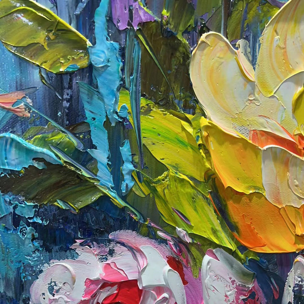 CHROMA ROSES: Textured Impasto Colorful Roses Canvas