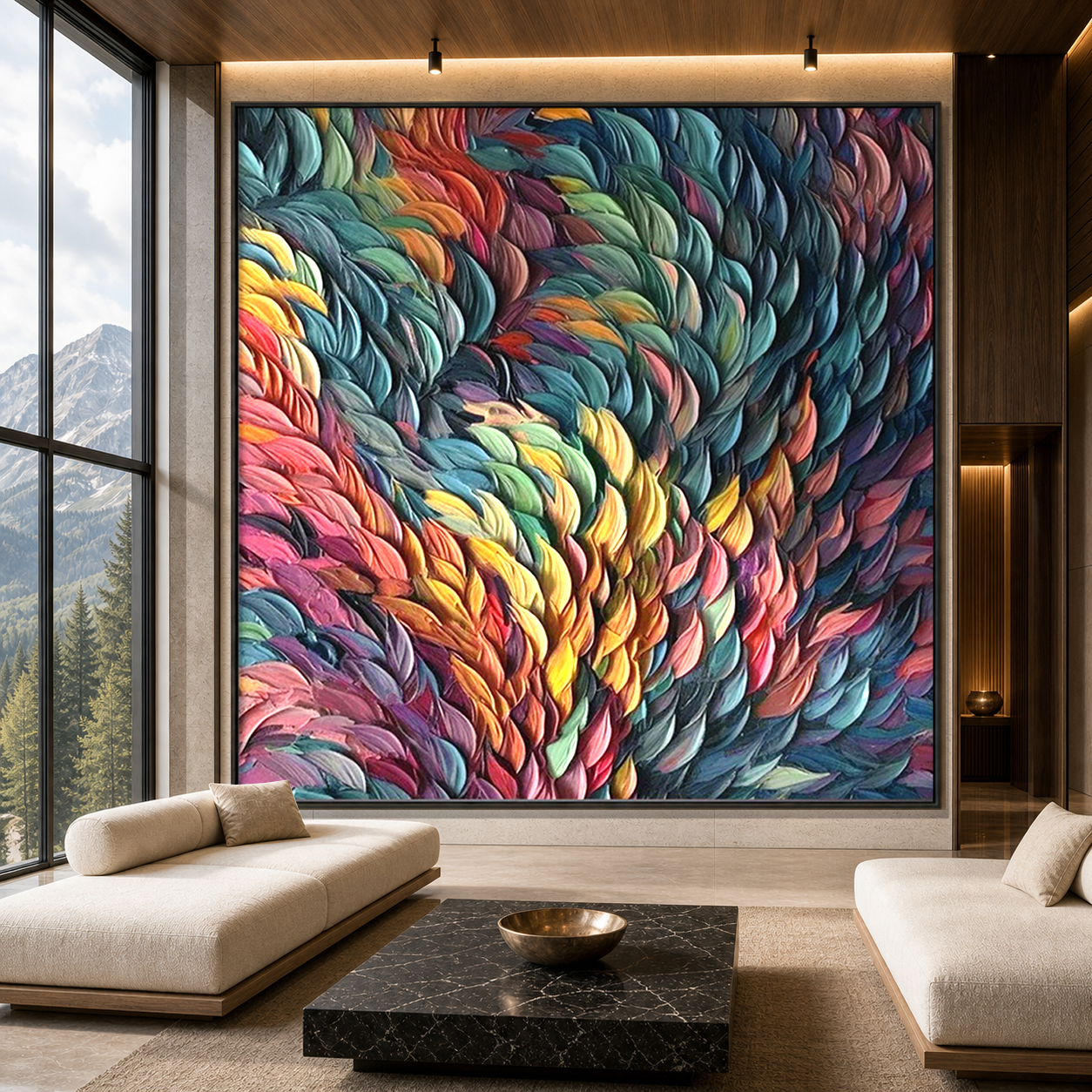 CHROMA WHIRL: Colorful Impasto Swirl Canvas