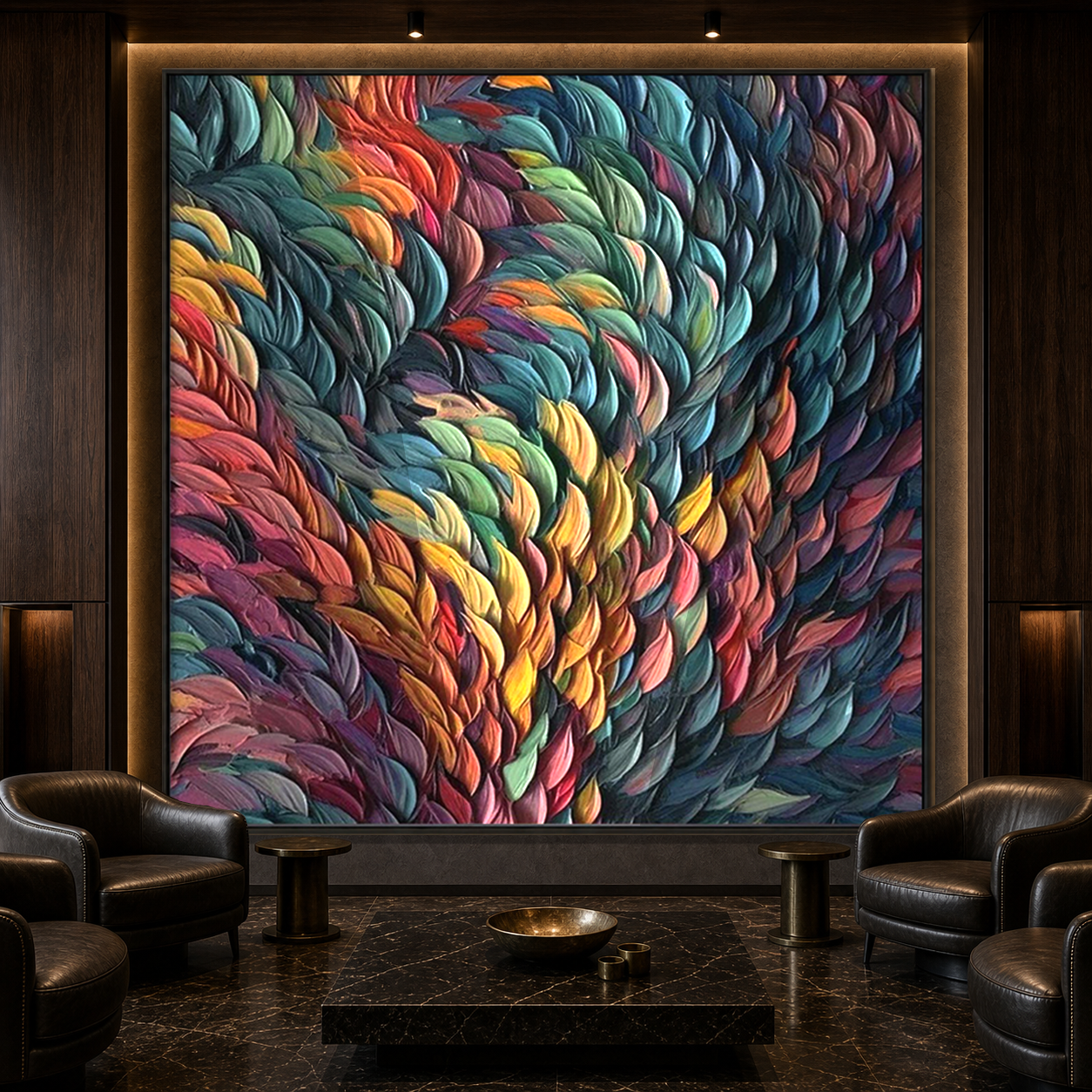 CHROMA WHIRL: Colorful Impasto Swirl Canvas