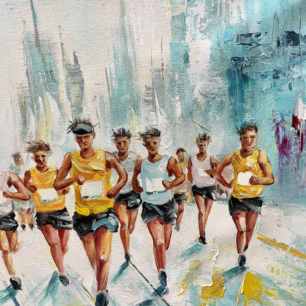 CITY STRIDE: Dynamic Marathon Runners Painting with Urban Energy