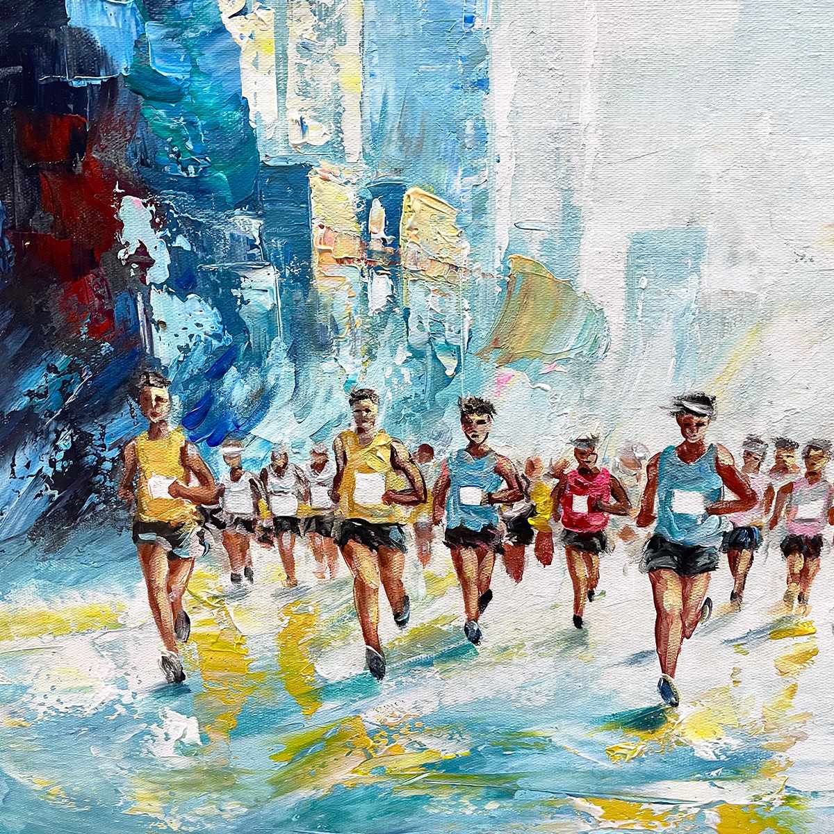 CITY STRIDE: Dynamic Marathon Runners Painting with Urban Energy