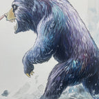 Clash of Forces: Original Panoramic Bull and Bear Oil Painting - Wildlife Wall Art Decor