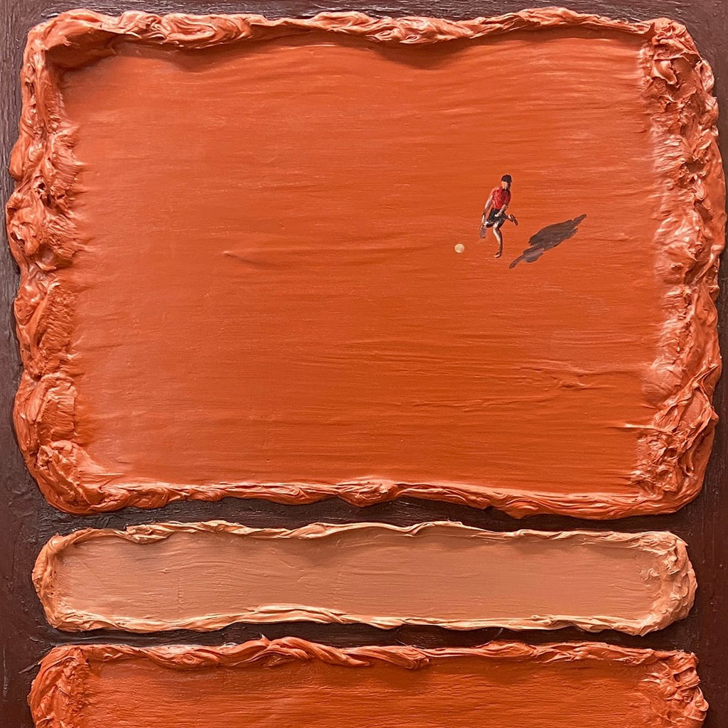 CLAY COURT Textured Minimalist Tennis Match Oil Painting