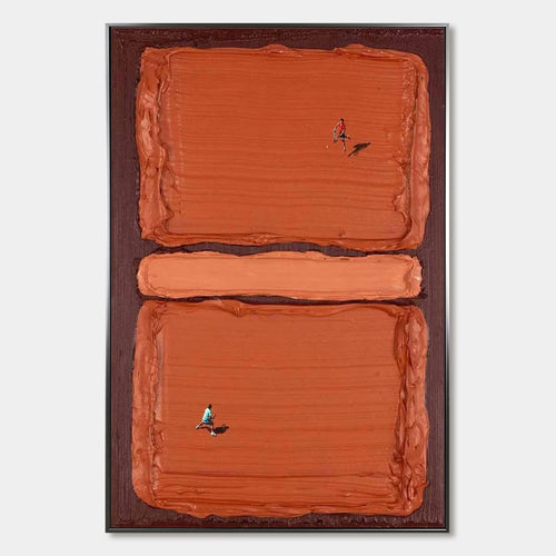 CLAY COURT Textured Minimalist Tennis Match Oil Painting