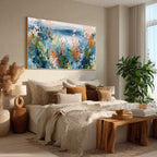COASTAL BLOOM: Textured Abstract Floral Seascape Oil Painting
