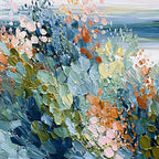 COASTAL BLOOM: Textured Abstract Floral Seascape Oil Painting