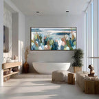 COASTAL BLOOM: Textured Abstract Seascape Impasto Oil Painting