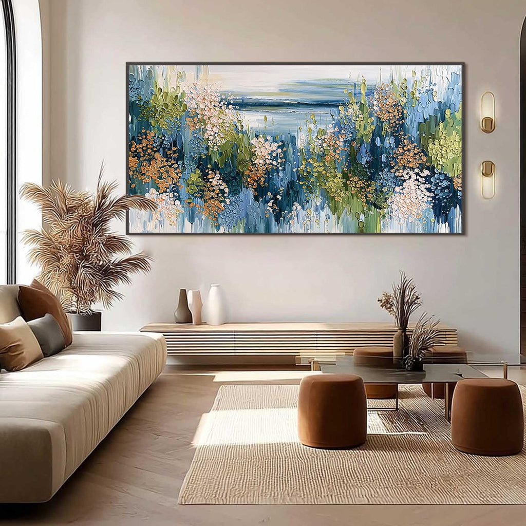 COASTAL BLOOM: Textured Impasto Painting Floral Coastline