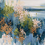 COASTAL BLOOM: Textured Impasto Painting Floral Coastline