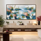 COASTAL BLOOM: Textured Impasto Painting of a Floral Coastline