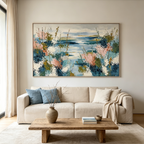 COASTAL BLOOM: Impasto Serene Blues Coastal Wildflowers Canvas