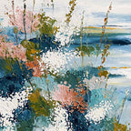 COASTAL BLOOM: Textured Impasto Painting of a Floral Coastline